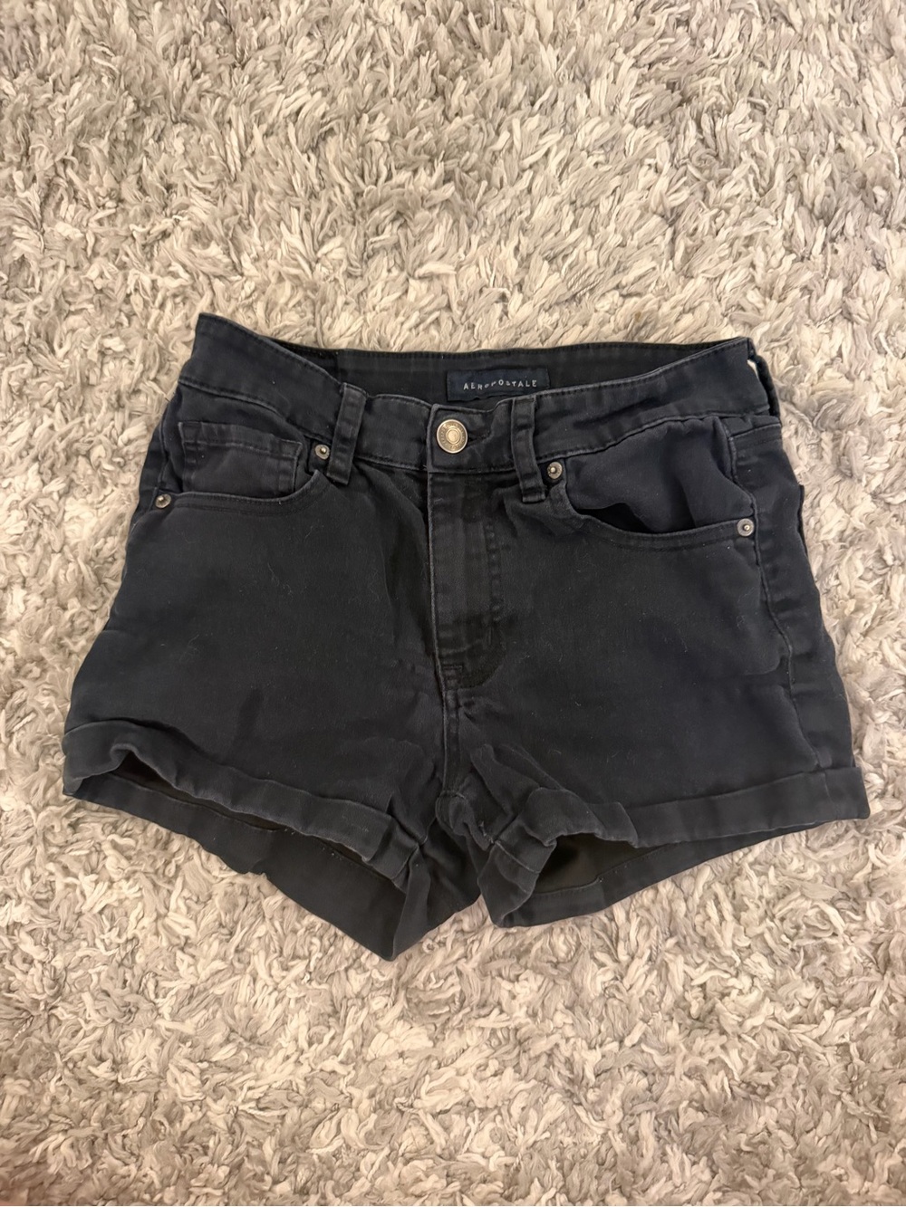 Aeropostale Black Denim High-Rise Women's Shorts